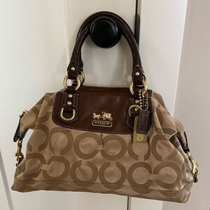 Coach Tan and Brown Signature Satchel